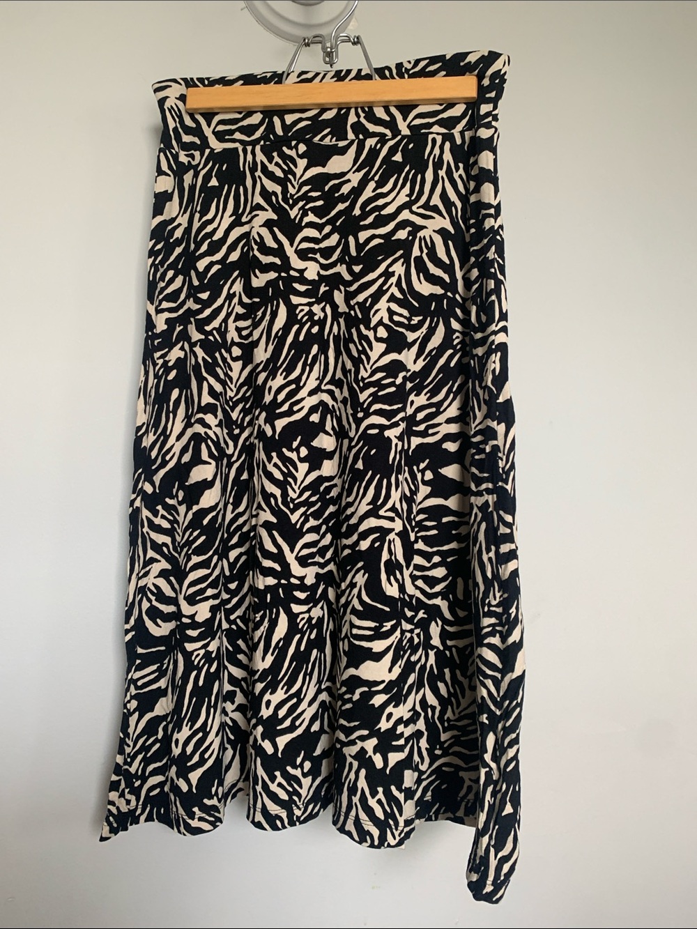 Joe Fresh Black and Cream Zebra Print Midi Skirt